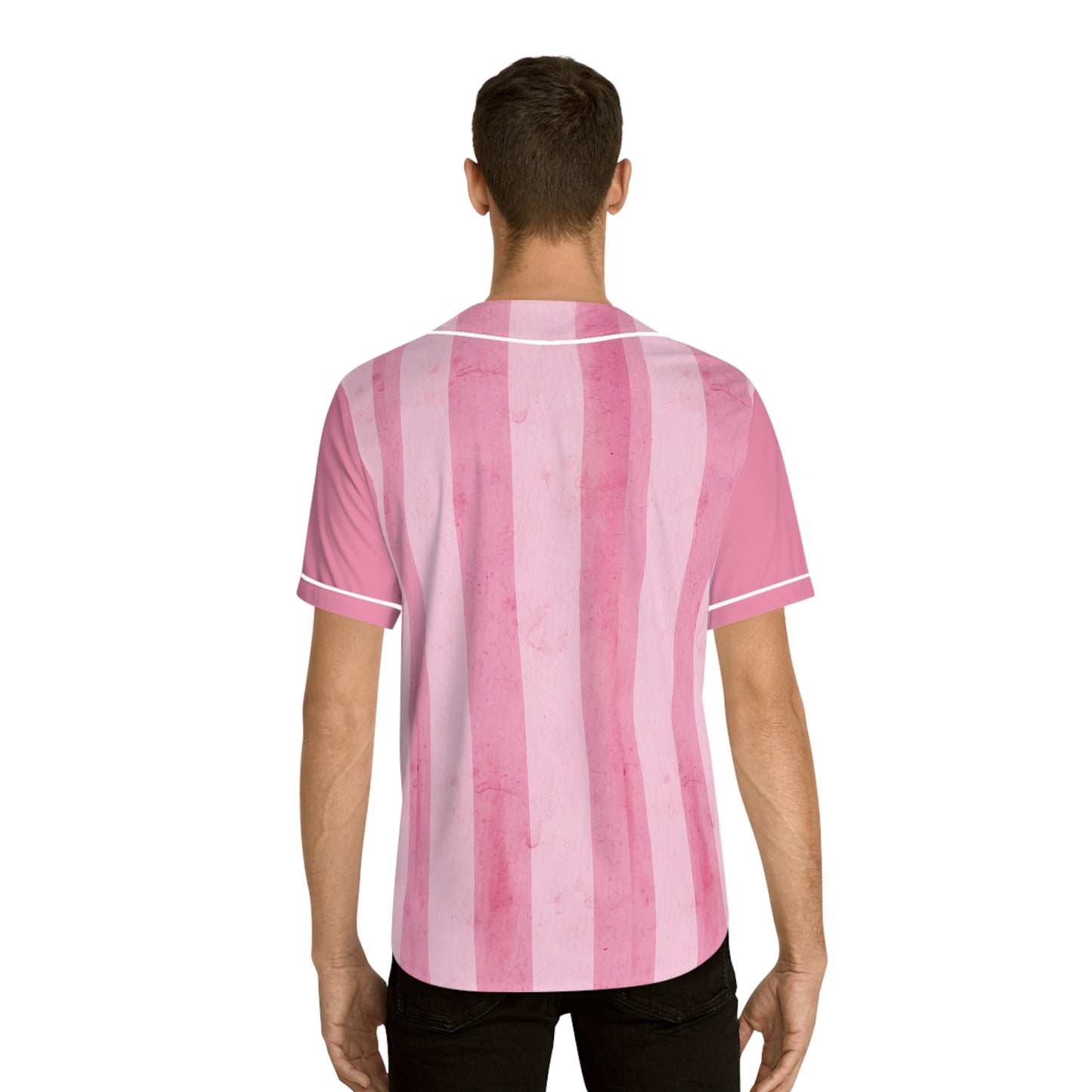 MITC 2026 Edition - Pink Striped Baseball Jersey — 'MITC' Palm Logo All-Over Print