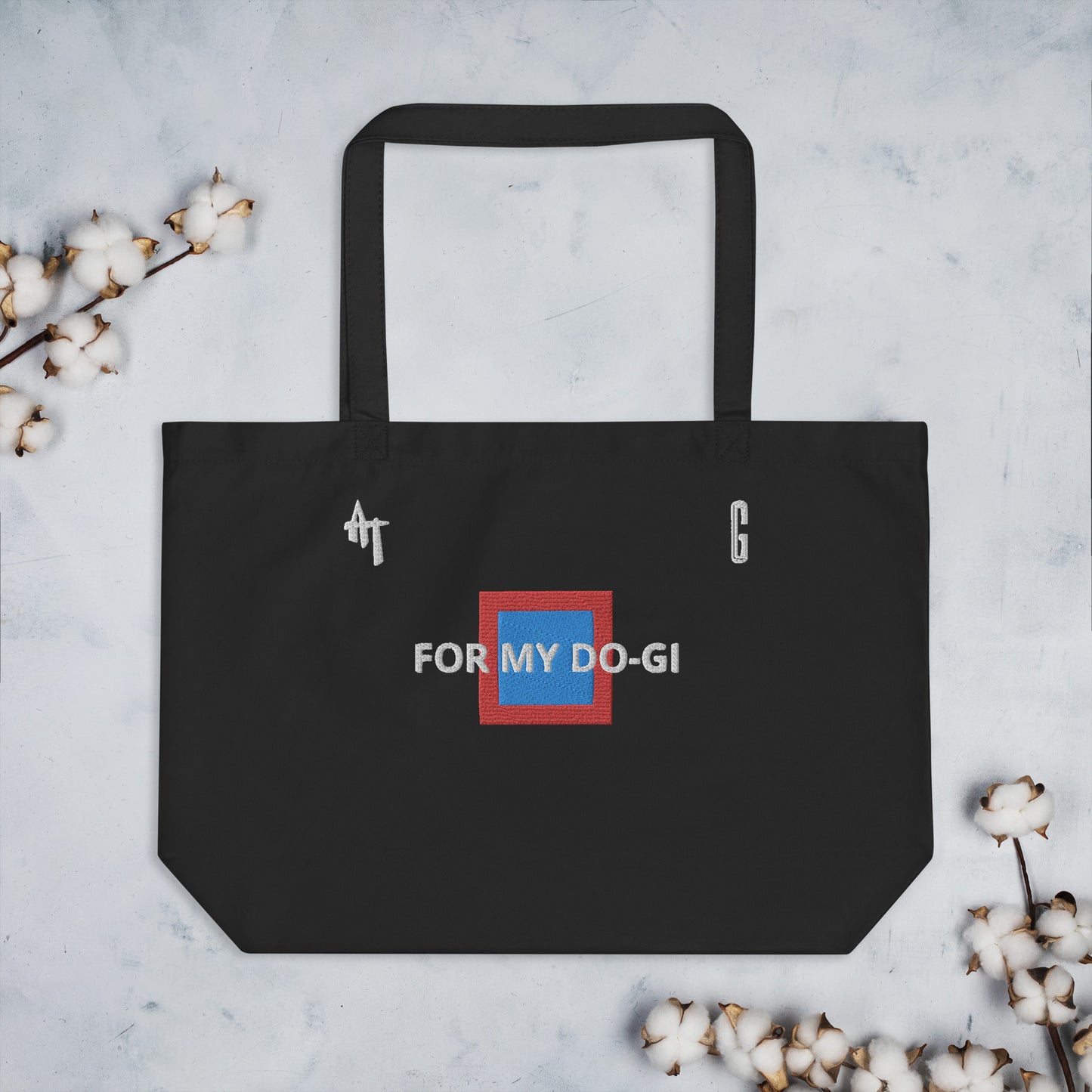 Embroidered Large organic tote bag