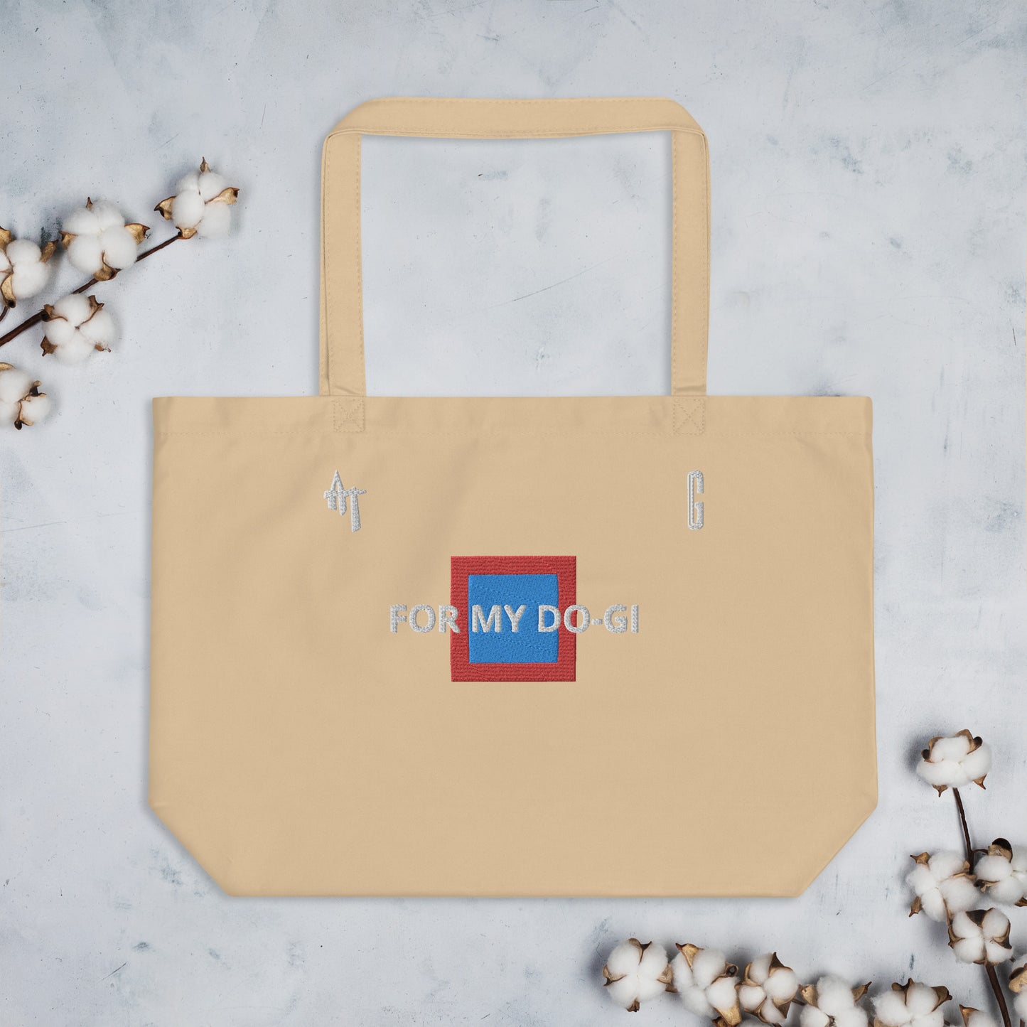 Embroidered Large organic tote bag