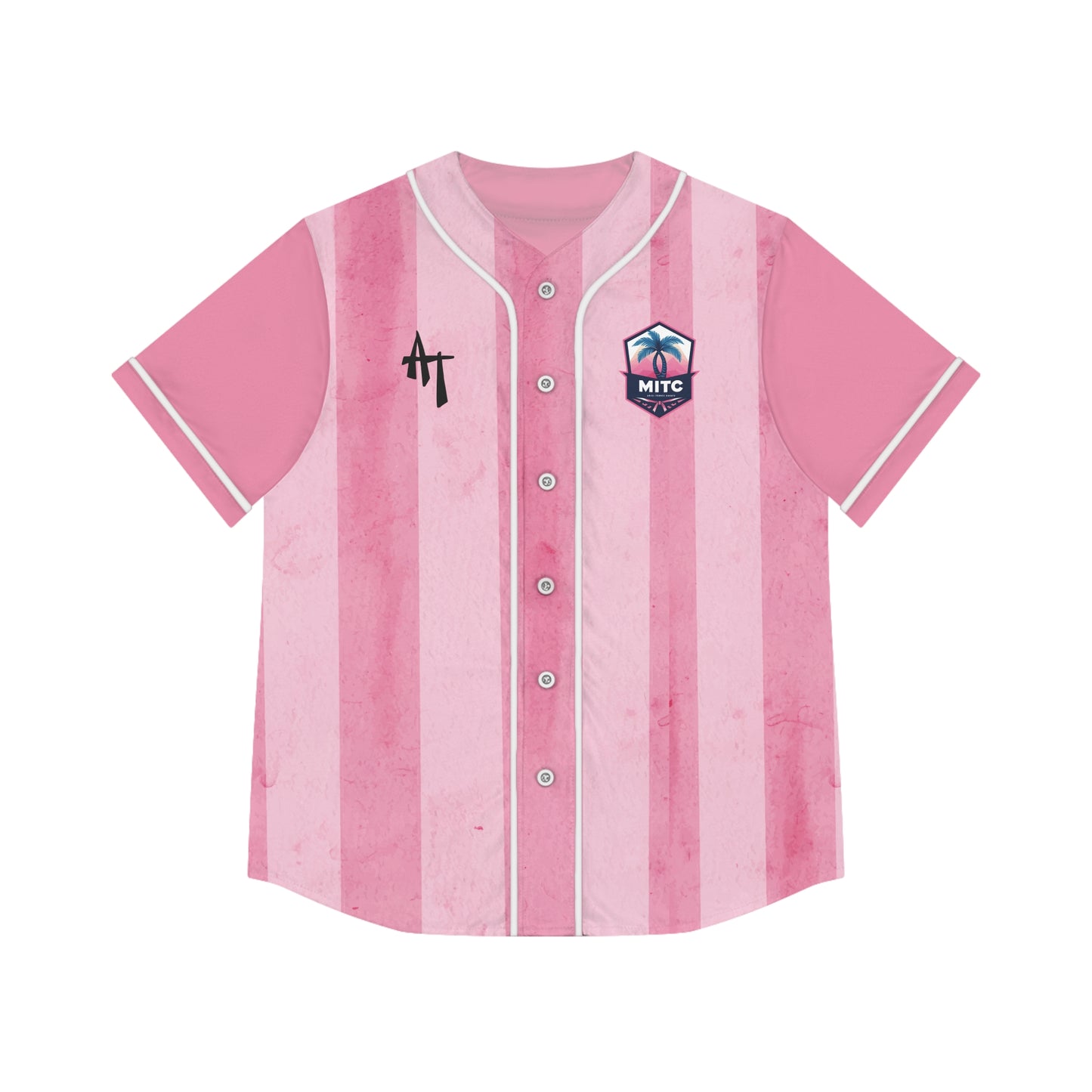 MITC 2026 Edition - Pink Striped Women's Baseball Jersey – MITC Logo Button-Up