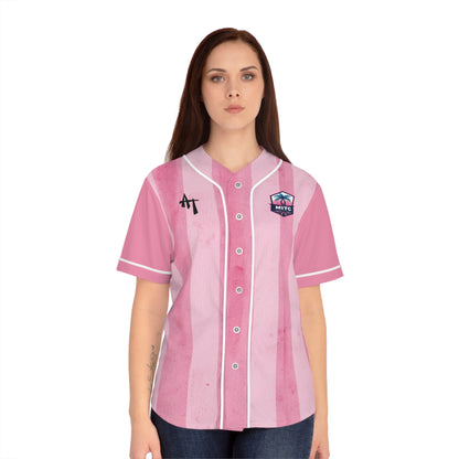 MITC 2026 Edition - Pink Striped Women's Baseball Jersey – MITC Logo Button-Up