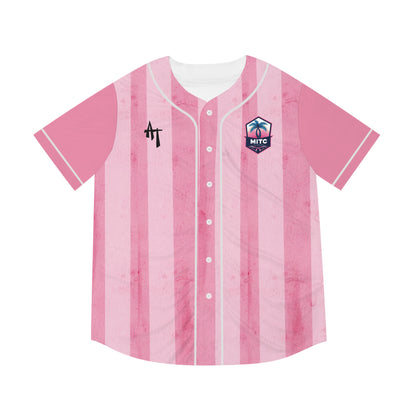 MITC 2026 Edition - Pink Striped Baseball Jersey — 'MITC' Palm Logo All-Over Print