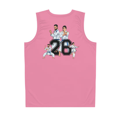 Pink Martial Arts Number 26 Basketball Jersey