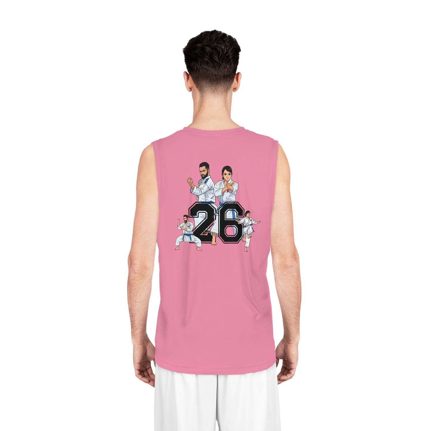 Pink Martial Arts Number 26 Basketball Jersey